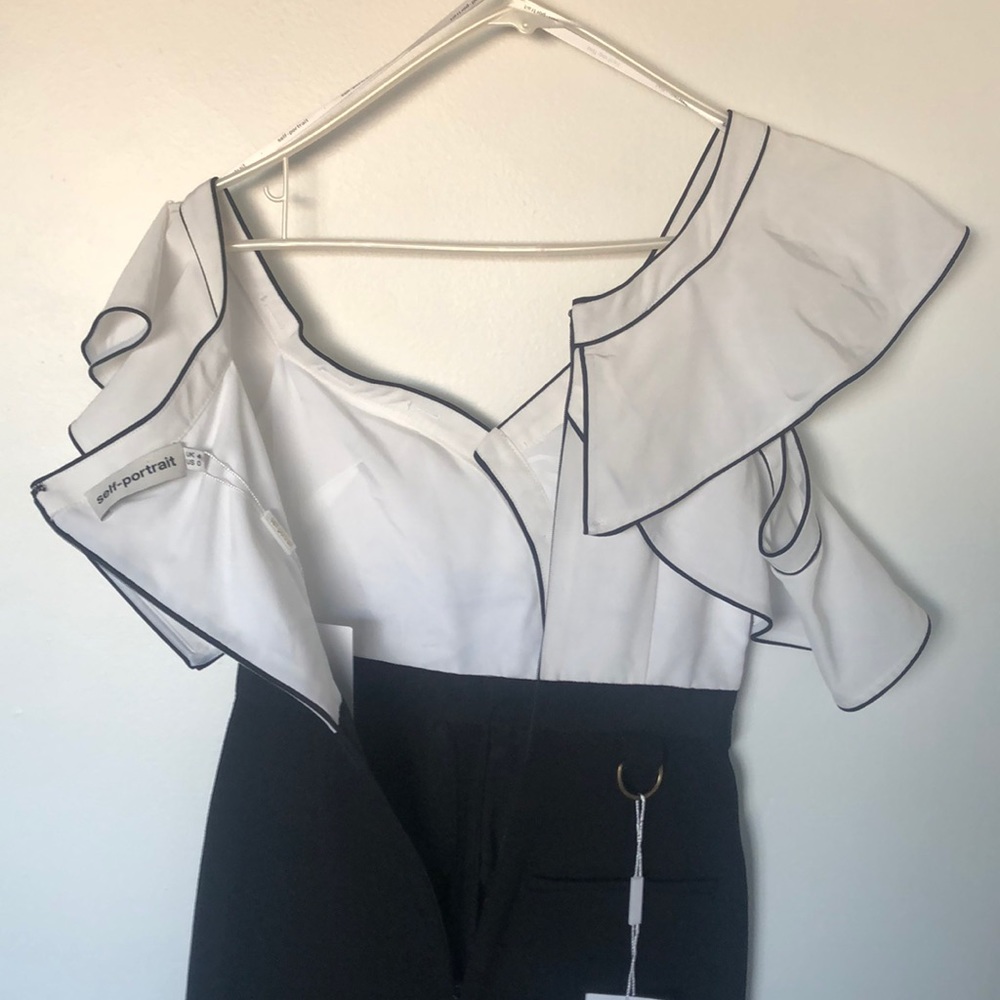 Self Portrait B&W Ruffle Jumpsuit | Night Out | Size 0 - Picture 13 of 17